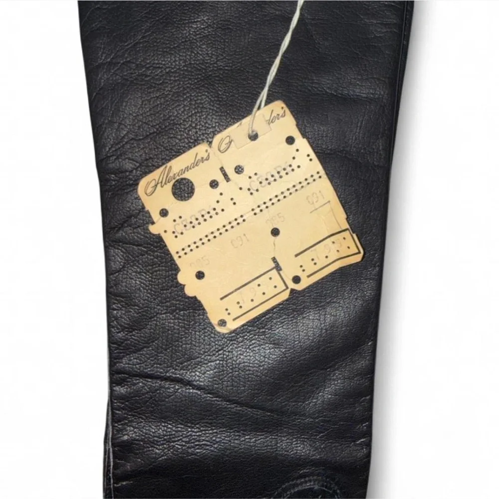 INSANE *** Vintage 50s NWT Black Leather & Silk Opera Gloves - made in France 🇫🇷 - Picture 4 of 8